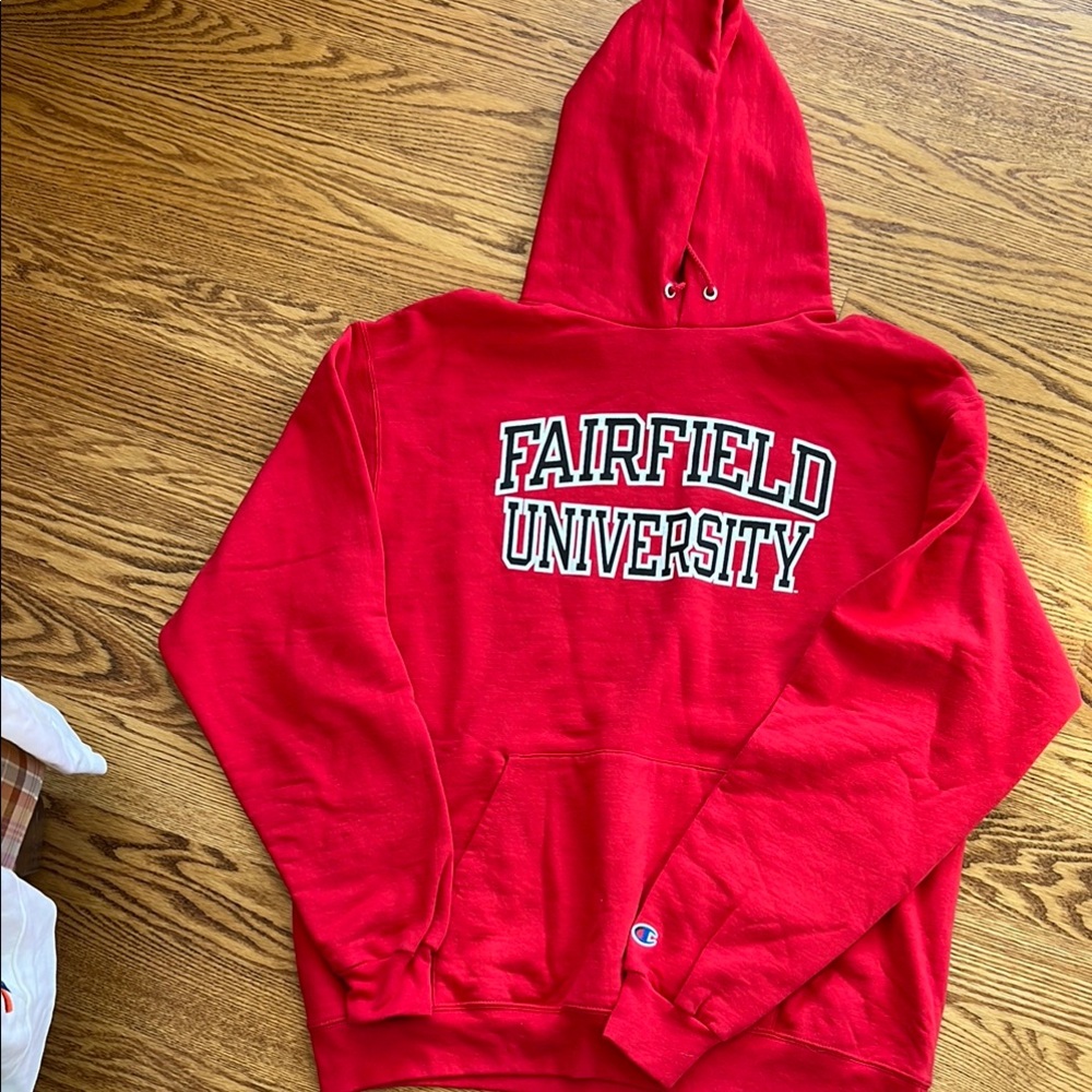 Fairfield University size large Champion Red Men's pullover hoodie. No tags.